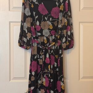 Lane Bryant Black Dress with Pink and Gold Floral